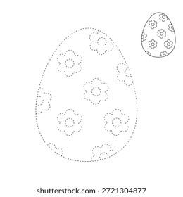Página de colorir ovos de Páscoa para atividades infantis, jardim de infância e pré-escola. Traço e cor de ovo de páscoa, vetor. Página de Coloração de Ovo de Páscoa para Atividade de Páscoa Imprimível. 