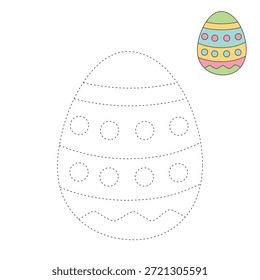 Easter Egg Coloring Page for Kids Activity, Kindergarten and Preschool. Trace and color Easter Egg, Vector. Coloring Page of Easter Egg for Easter Activity Printable. 
