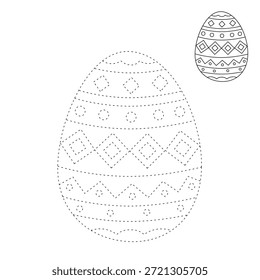 Easter Egg Coloring Page for Kids Activity, Kindergarten and Preschool. Trace and color Easter Egg, Vector. Coloring Page of Easter Egg for Easter Activity Printable. 