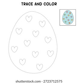 Página de colorir ovos de Páscoa para atividades infantis, jardim de infância e pré-escola. Traço e cor de ovo de páscoa, vetor. Página de Coloração de Ovo de Páscoa para Atividade de Páscoa Imprimível. 