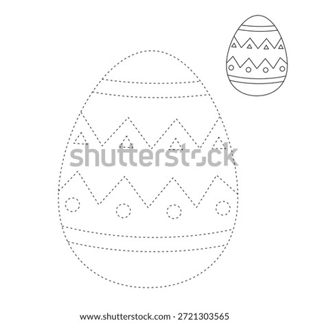 Easter Egg Coloring Page for Kids Activity, Kindergarten and Preschool. Trace and color Easter Egg, Vector. Coloring Page of Easter Egg for Easter Activity Printable. 