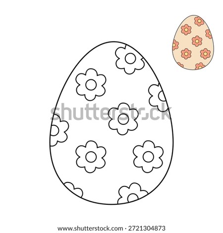 Easter Egg Coloring Page for Kids Activity, Kindergarten and Preschool. Trace and color Easter Egg, Vector. Coloring Page of Easter Egg for Easter Activity Printable. 