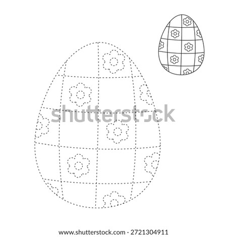 Easter Egg Coloring Page for Kids Activity, Kindergarten and Preschool. Trace and color Easter Egg, Vector. Coloring Page of Easter Egg for Easter Activity Printable. 
