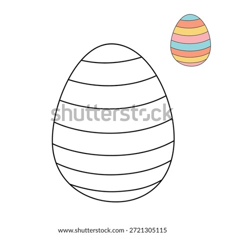 Easter Egg Coloring Page for Kids Activity, Kindergarten and Preschool. Trace and color Easter Egg, Vector. Coloring Page of Easter Egg for Easter Activity Printable. 