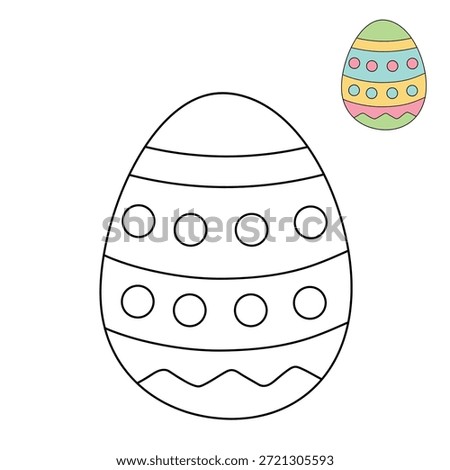Easter Egg Coloring Page for Kids Activity, Kindergarten and Preschool. Trace and color Easter Egg, Vector. Coloring Page of Easter Egg for Easter Activity Printable. 