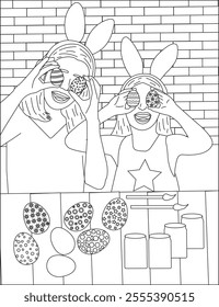  Easter egg coloring vector coloring page