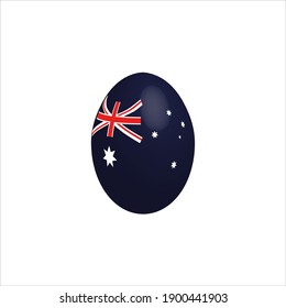 Huevo de Pascua en los colores de la bandera de Australia. Bandera de Australia. Huevo de pollo de Pascua. Religión y cultura cristiana. Cruz cristiana. Símbolo australiano. Fiesta religiosa. Vacaciones australianas.