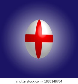 Easter egg in the colors of the flag of England. Flag of England. Easter chicken egg. Christian religion and culture. Christian cross. English symbol. Religious holiday. English holidays.