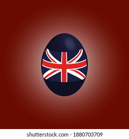 Easter egg in the colors of the flag of Great Britain. Flag of the Great Britain. Easter chicken egg. Christian religion and culture. Flag of England. English symbol. Religious holiday. Holidays.