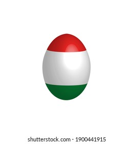 Huevo de Pascua en los colores de la bandera de Hungría. Bandera de Hungría. Huevo de pollo de Pascua. Religión y cultura cristiana. Cruz cristiana. Símbolo húngaro. Fiesta religiosa. Festividades húngaras.