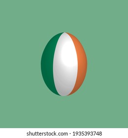 Easter egg in the colors of the Irish flag. Ireland flag. Easter chicken egg. Christian religion and culture. Christian holiday. Irish symbol. Religious holiday. Holidays in Ireland. Irishman.