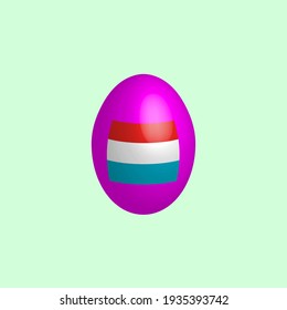Huevo de Pascua con los colores de la bandera luxemburguesa. Bandera de Luxemburgo. Huevo de pollo de Pascua. Religión y cultura cristiana. Fiesta cristiana. Símbolo. Fiesta religiosa. Ocio y turismo.