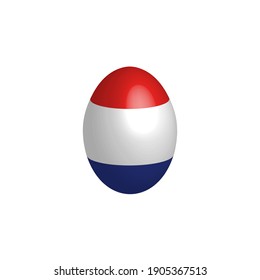 Easter egg in the colors of the Netherlands flag. Holland flag. Easter chicken egg. Christian religion and culture. Christian cross. Scottish symbol. Religious holiday. Dutch Holidays.