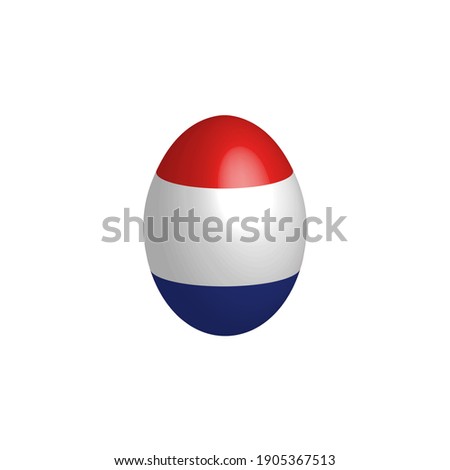 Easter egg in the colors of the Netherlands flag. Holland flag. Easter chicken egg. Christian religion and culture. Christian cross. Scottish symbol. Religious holiday. Dutch Holidays.