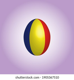 Easter egg in the colors of the Romania flag. Romania flag. Easter chicken egg. Christian religion and culture. Christian cross. Romanian symbol. Religious holiday. Romanian holidays.