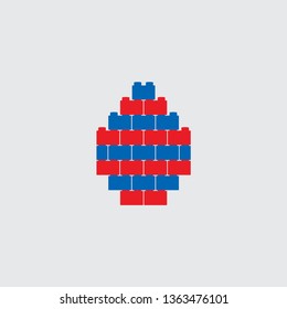 Easter egg constructed out of toy blocks.