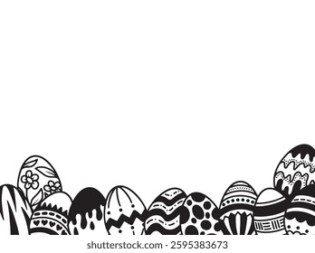 Easter Egg Corner Border Line Art
