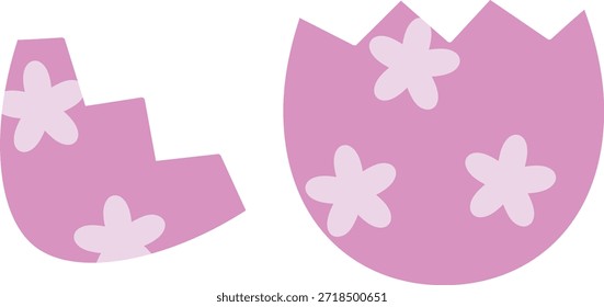 Easter egg cracked in half clip art.
Cute Easter egg shell broken flat vector illustration Isolated.
Hatched egg.
Transparent background.