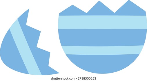 Easter egg cracked in half clip art.
Cute Easter egg shell broken flat vector illustration Isolated.
Hatched egg.
Transparent background.