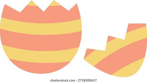 Easter egg cracked in half clip art.
Cute Easter egg shell broken flat vector illustration Isolated.
Hatched egg.
Transparent background.
