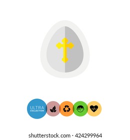 Easter egg with cross flat icon