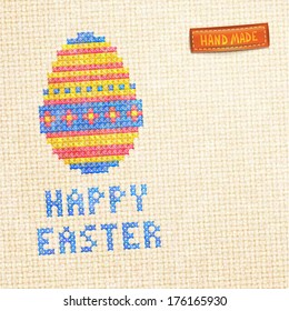 Easter Egg Cross-Stitched Background. Vector illustration, eps10, editable