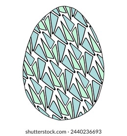 Easter egg crystal hand drawn geometry elements. Vector illustrations for card or invitations, coloring book for kids and adult