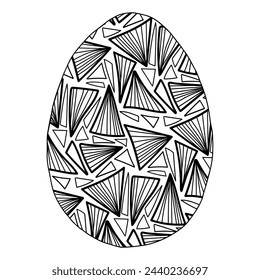 Elementos de geometría dibujados a mano de cristal de huevo de Pascua. Ilustraciones vectoriales para tarjetas o invitaciones, libro para colorear para niños y adultos