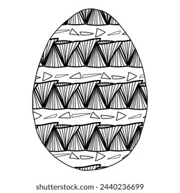 Elementos de geometría dibujados a mano de cristal de huevo de Pascua. Ilustraciones vectoriales para tarjetas o invitaciones, libro para colorear para niños y adultos