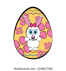 Easter egg with a cute bunny cartoon. Vector illustration design