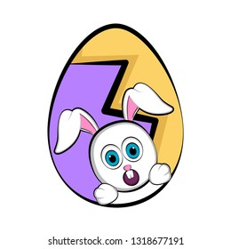Easter egg with a cute bunny cartoon. Vector illustration design