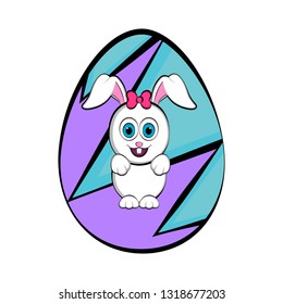 Easter egg with a cute bunny cartoon. Vector illustration design