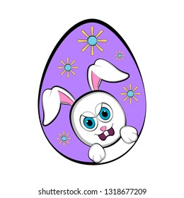 Easter egg with a cute bunny cartoon. Vector illustration design