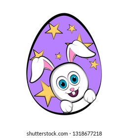 Easter egg with a cute bunny cartoon. Vector illustration design