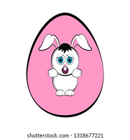 Easter egg with a cute bunny cartoon. Vector illustration design