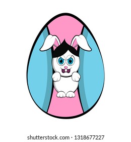 Easter egg with a cute bunny cartoon. Vector illustration design