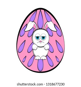 Easter egg with a cute bunny cartoon. Vector illustration design