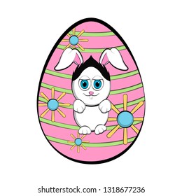 Easter egg with a cute bunny cartoon. Vector illustration design