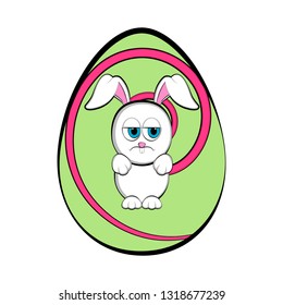 Easter egg with a cute bunny cartoon. Vector illustration design