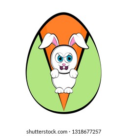 Easter egg with a cute bunny cartoon. Vector illustration design
