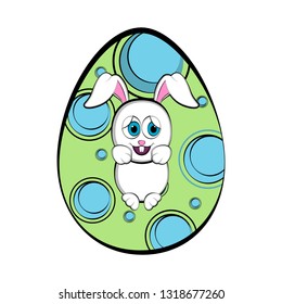 Easter egg with a cute bunny cartoon. Vector illustration design