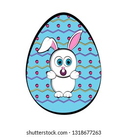 Easter egg with a cute bunny cartoon. Vector illustration design
