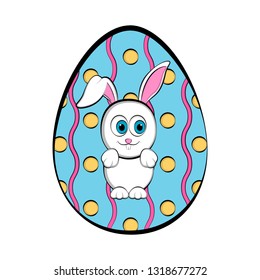 Easter egg with a cute bunny cartoon. Vector illustration design