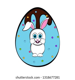 Easter egg with a cute bunny cartoon. Vector illustration design