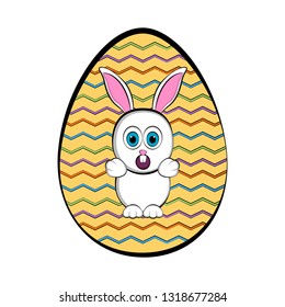 Easter egg with a cute bunny cartoon. Vector illustration design