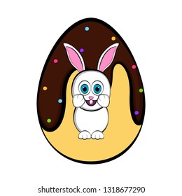 Easter egg with a cute bunny cartoon. Vector illustration design