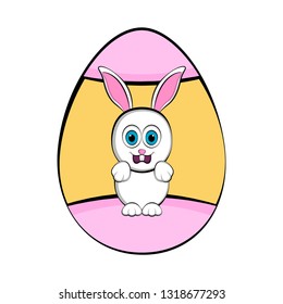 Easter egg with a cute bunny cartoon. Vector illustration design