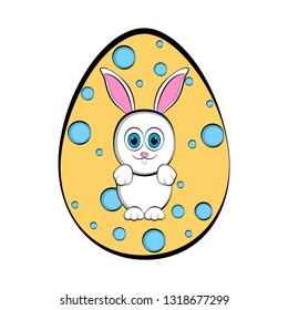 Easter egg with a cute bunny cartoon. Vector illustration design