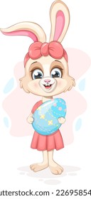 Ostereier und süßer Cartoon-Hase