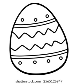 Easter egg cute cartoon outline for kids coloring books 